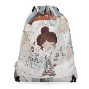 Worek damski Anekke, wykonany z lekkiego materiału tekstylnego z dekoracyjnym nadrukiem zamykany na ściągacz ze sznurkami, szary, 42484-003. Szare torebki klasyczne Anekke, bez wzorów, z nadrukiem, bez dodatków. Za 119,00 zł.