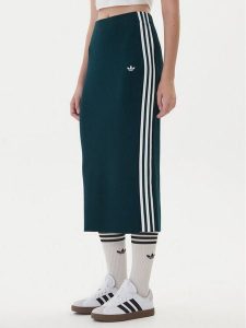 Adidas Spódnica ołówkowa adicolor Knit 3-Stripes JW2662 Zielony Regular Fit. Zielone spódnice ADIDAS, m, bez wzorów, z wiskozy. Za 299,99 zł.