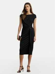 LAUREN RALPH LAUREN Sukienka koktajlowa 200973601001 Czarny Slim Fit. Czarne sukienki Lauren Ralph Lauren, bez wzorów, z syntetyku, wizytowe, bez kołnierzyka, bez ramiączek. Za 679,99 zł.