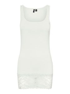 Vero Moda Top w kolorze białym rozmiar: XS. Białe topy Vero Moda, xs, bez wzorów, z koronki, bez kołnierzyka, bez ramiączek. Za 30,71 zł.