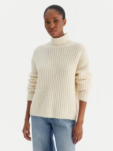 Calvin Klein Jeans Golf Brushed Wool Ls LV044D361G Biały Regular Fit. Białe golfy Calvin Klein Jeans, bez wzorów, z jeansu. Za 479,99 zł.