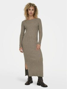ONLY Sukienka dzianinowa Katia 15324649 Beżowy Slim Fit. Brązowe kombinezony ONLY, l, bez wzorów, z dzianiny, bez kołnierzyka, bez ramiączek. Za 199,99 zł.