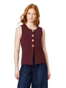 Scotch & Soda Top dzianinowy w kolorze bordowym rozmiar: M. Czerwone topy Scotch & Soda, m, bez wzorów, z dzianiny, bez kołnierzyka, bez ramiączek. Za 179,95 zł.