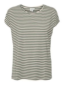 Vero Moda Koszulka "Ava" w kolorze kremowo-zielonym rozmiar: M. Brązowe bluzki Vero Moda, m, bez wzorów, z lyocellu, bez kołnierzyka, bez ramiączek. Za 78,84 zł.