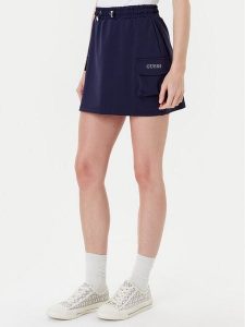 Guess Spódnica mini V5YD04 KCX42 Granatowy Regular Fit. Niebieskie spódnice Guess, l, z aplikacjami, z syntetyku, mini. Za 189,99 zł.