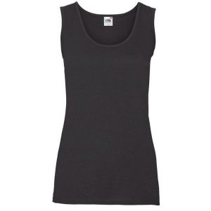 Kamizelka Damska Valueweight Top. Czarne topy FRUIT OF THE LOOM, xl, bez wzorów, bez kołnierzyka, bez ramiączek. Za 30,99 zł.