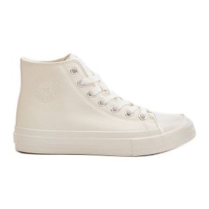 Trampki Damskie Ocieplane Z Eko Skóry Białe Big Star OO274932. Białe trampki bez wzorów, z gumy, za kostkę, bez zapięcia. Za 184,80 zł.