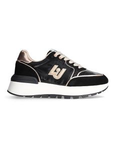 Liu Jo Sneakersy w kolorze różowozłoto-czarnym rozmiar: 39. Czarne trampki Liu Jo, bez wzorów, z materiału, bez zapięcia. Za 373,35 zł.