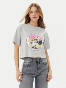 ONLY T-Shirt Mickey Minnie 15348126 Szary Regular Fit. Szare t-shirty ONLY, m, bez wzorów, z bawełny, bez kołnierzyka, bez ramiączek. Za 99,99 zł.