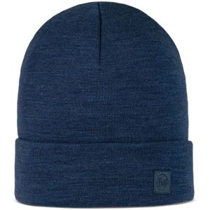 Czapka BUFF MERINO HEAVYW BLUE. Niebieskie czapki Buff, bez wzorów, z materiału. Za 139,99 zł.