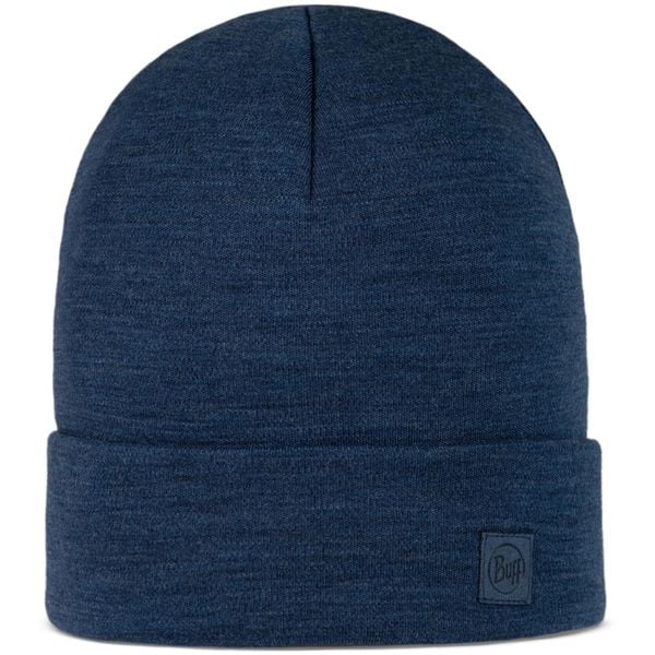 Czapka BUFF MERINO HEAVYW BLUE. Niebieskie czapki Buff, bez wzorów, z materiału. Za 139,99 zł.