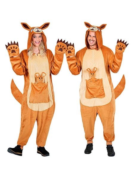 Carnival Party Kombinezon kostiumowy "Kangaroo" w kolorze jasnobrązowo-beżowym rozmiar: XXL. Brązowe kombinezony Carnival Party, xxl, bez wzorów, bez kołnierzyka, bez ramiączek, krótkie. Za 139,54 zł.