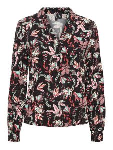 Vero Moda Bluzka "Lana" w kolorze czarnym ze wzorem rozmiar: XS. Czarne bluzki Vero Moda, xs, bez wzorów, z wiskozy, bez kołnierzyka, bez ramiączek. Za 52,79 zł.