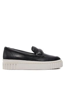 Clarks Półbuty Mayhill Cove 26176435 Czarny. Czarne półbuty Clarks, bez wzorów, ze skóry, bez obcasa, na płaskiej podeszwie, bez zapięcia. Za 429,99 zł.