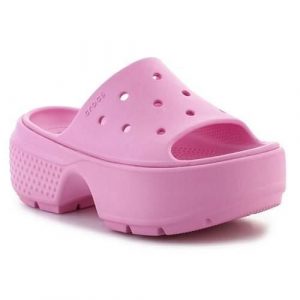 Klapki damskie Crocs Stomp Slide. Czarne klapki Crocs, bez wzorów, z materiału, bez obcasa. Za 202,99 zł.
