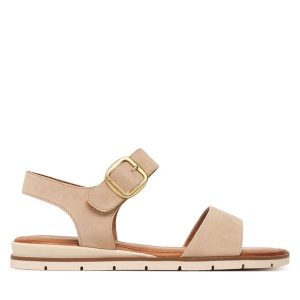 Sandały Tamaris. Brązowe sandały Tamaris, bez wzorów, bez obcasa, na płaskiej podeszwie, bez zapięcia. Za 299,99 zł.