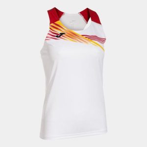 Tank top Joma Elite X. Białe topy JOMA, bez wzorów, z elastanu, bez kołnierzyka, bez ramiączek. Za 190,99 zł.
