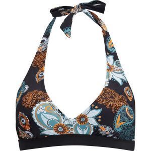 Biustonosz bikini z ramiączkami łączonymi na szyi. Czarne bikini bonprix, bez wzorów. Za 59,99 zł.