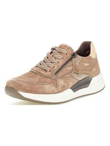 Gabor Skórzane sneakersy w kolorze jasnobrązowo-beżowo-białym rozmiar: 37,5. Białe trampki Gabor, bez wzorów, bez zapięcia. Za 317,95 zł.