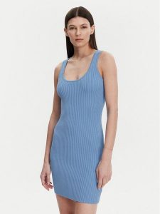 MICHAEL Michael Kors Sukienka dzianinowa MS5830I33D Niebieski Slim Fit. Niebieskie kombinezony MICHAEL Michael Kors, m, bez wzorów, z dzianiny, bez kołnierzyka, bez ramiączek. Za 599,99 zł.