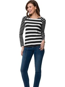 Heine Koszulka w kolorze czarno-białym rozmiar: 48. Czarne bluzki Heine, bez wzorów, bez kołnierzyka, bez ramiączek. Za 39,99 zł.