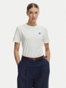 Tommy Hilfiger T-Shirt WW0WW48699 Écru Regular Fit. Białe t-shirty TOMMY HILFIGER, s, bez wzorów, z bawełny, bez kołnierzyka, bez ramiączek. Za 169,99 zł.