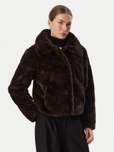 Morgan Futro 262-GDOLCE Brązowy ciemny Regular Fit. Brązowe płaszcze Morgan, bez wzorów, z futra, bez kaptura. Za 644,99 zł.