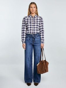 BIG STAR Koszula w kolorze kremowo-granatowym rozmiar: S. Brązowe koszule Big Star, s, bez wzorów, bez kołnierzyka, bez ramiączek. Za 129,99 zł.