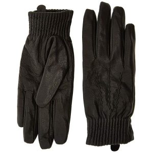 DAMSKIE RĘKAWICZKI LEE LEATHER GLOVES BLACK LD135901. Czarne rękawiczki Lee, bez wzorów, ze skóry. W wyprzedaży za 49,99 zł.