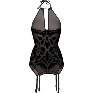 Top z paskami do pończoch + stringi (2 części) bonprix czarny. Komplety bielizny marki bonprix. Za 69,99 zł.