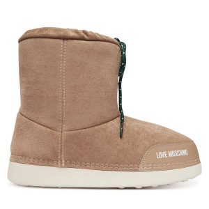 Śniegowce LOVE MOSCHINO. Brązowe buty zimowe LOVE MOSCHINO, bez obcasa, bez zapięcia. Za 709,99 zł.