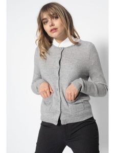Perfect Cashmere Kaszmirowy kardigan "Amy" w kolorze jasnoszarym rozmiar: M. Szare kardigany Perfect Cashmere, z kaszmiru. Za 311,85 zł.