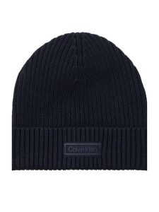 Calvin Klein Czapka Patch Chunky Rib Cotton Beanie LV04D8053G Granatowy. Niebieskie czapki Calvin Klein, bez wzorów, z bawełny. Za 139,99 zł.