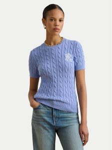 LAUREN RALPH LAUREN Sweter 200P07025003 Błękitny Relaxed Fit. Niebieskie swetry klasyczne Lauren Ralph Lauren, xxl, z bawełny, bez kołnierzyka. Za 588,99 zł.