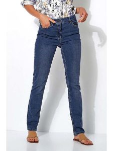 Relaxed by TONI Dżinsy "be loved" - Slim fit - w kolorze niebieskim rozmiar: 36. Niebieskie jeansy Relaxed by TONI, z aplikacjami, ze skóry, z podwyższonym stanem. Za 114,17 zł.