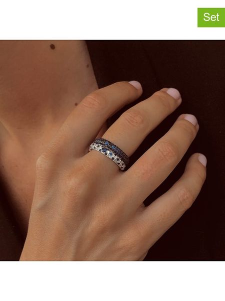 DI GIORGIO Srebrne pierścionki (2 szt.) z cyrkoniami rozmiar: 58. Niebieskie pierścionki DI GIORGIO, z cyrkonią, srebrne. Za 241,45 zł.