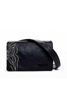 Desigual Torebka 25SAXP84 Czarny. Czarne listonoszki Desigual, bez wzorów, ze skóry, bez dodatków. Za 179,99 zł.