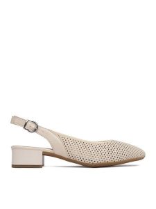 Rieker Czółenka CEO-43458-60 Beżowy jasny. Brązowe czółenka Rieker, bez wzorów, ze skóry, bez obcasa, bez zapięcia. Za 329,99 zł.