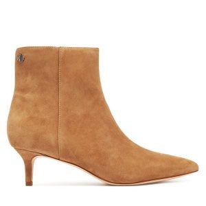 Botki LAUREN RALPH LAUREN. Brązowe botki Lauren Ralph Lauren, bez wzorów, bez obcasa, na płaskiej podeszwie, bez zapięcia. Za 549,99 zł.
