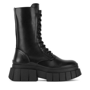 Trapery DeeZee. Czarne botki DeeZee, bez obcasa, bez zapięcia. Za 229,99 zł.