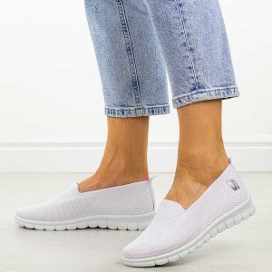 Białe sportowe buty damskie Potocki 16327. Białe buty sportowe POTOCKI, na lato, bez wzorów, z tkaniny, bez zapięcia, na fitness i siłownię. Za 89,00 zł.