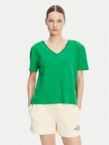 Tommy Hilfiger T-Shirt WW0WW43901 Zielony Relaxed Fit. Zielone t-shirty TOMMY HILFIGER, xl, bez wzorów, z bawełny, bez kołnierzyka, bez ramiączek. Za 169,99 zł.
