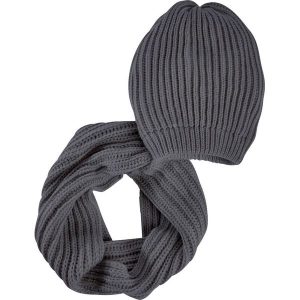 Komplet 2-częściowy: czapka beanie + szalik koło bonprix ciemnoszary. Czapki marki bonprix. Za 59,99 zł.