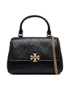 Tory Burch Torebka Charlie Quilted Mini Top Handle Chain Wallet 186032 Czarny. Czarne kuferki Tory Burch, bez wzorów, ze skóry, bez dodatków. Za 2 024,00 zł.