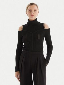 Fracomina Golf FS25WT7020K559Q7 Czarny Slim Fit. Czarne golfy Fracomina, bez wzorów, z syntetyku. Za 329,99 zł.