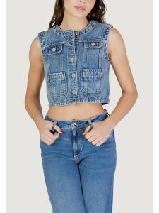 Morgan Kamizelka 261-VCHARMY Niebieski Regular Fit. Niebieskie kamizelki Morgan, bez wzorów, z jeansu, bez kołnierzyka, bez ramiączek, bez kaptura. Za 279,99 zł.