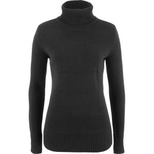 Sweter basic z golfem. Czarne golfy bonprix, bez wzorów. Za 64,99 zł.