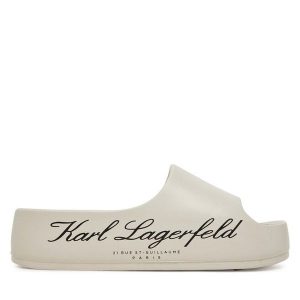 Klapki KARL LAGERFELD. Białe klapki KARL LAGERFELD, bez wzorów, bez obcasa. Za 389,99 zł.