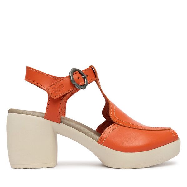 Sandały Fly London. Czerwone sandały Fly London, bez wzorów, bez obcasa, na słupku, bez zapięcia. Za 589,99 zł.