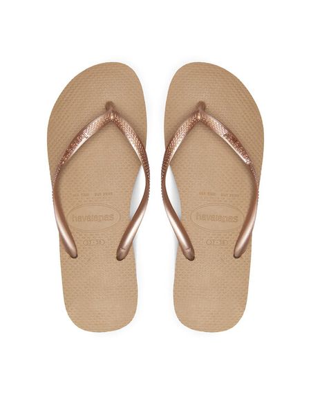 Havaianas Japonki 4000030.3581 Złoty. Żółte klapki Havaianas, bez wzorów, z syntetyku, bez obcasa. Za 79,99 zł.